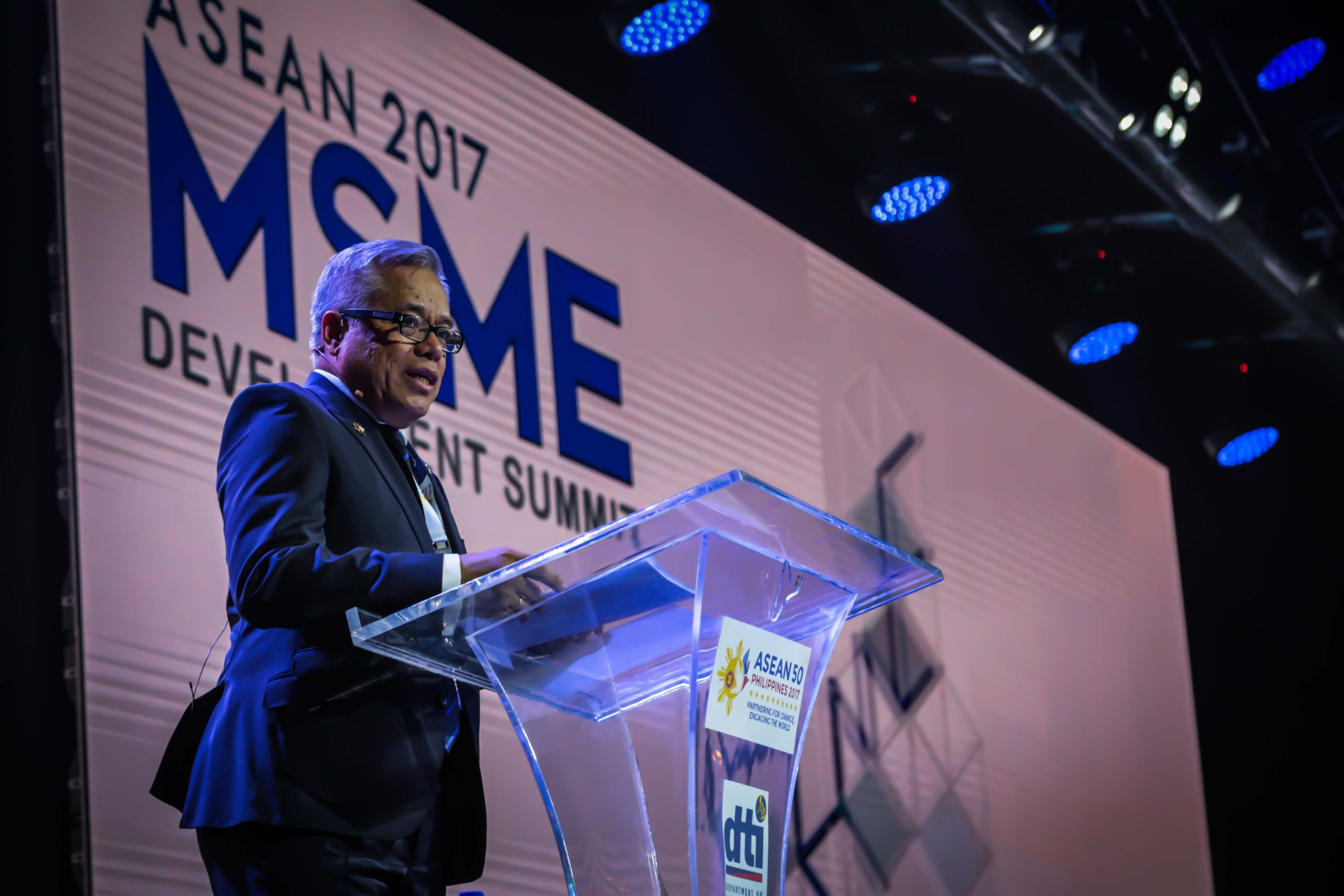 DTI Secretary Ramon M. Lopez speaking at the ASEAN 2017 MSME Development Summit. Sec Ramon Lopez at #ASEANMSME2017