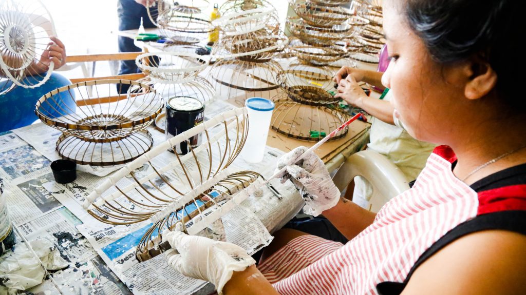 Staff working on some home decorations.