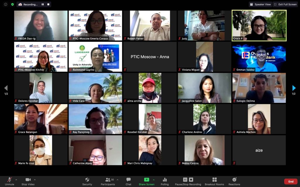 Screencap of the webinar partici[ants 2