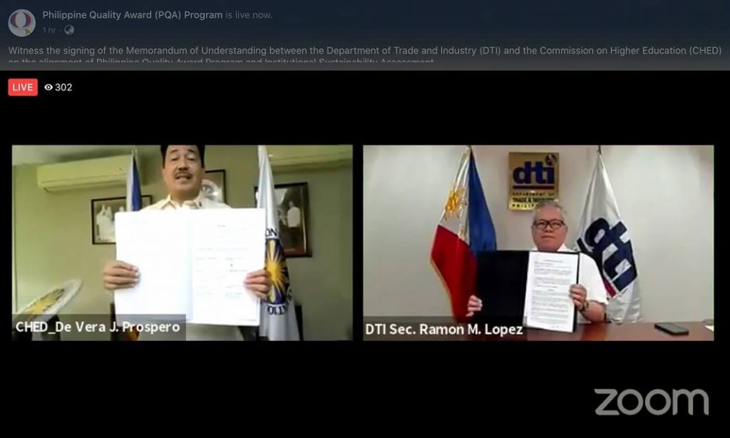 DTI-CHED MOU signing via Zoom Meetings