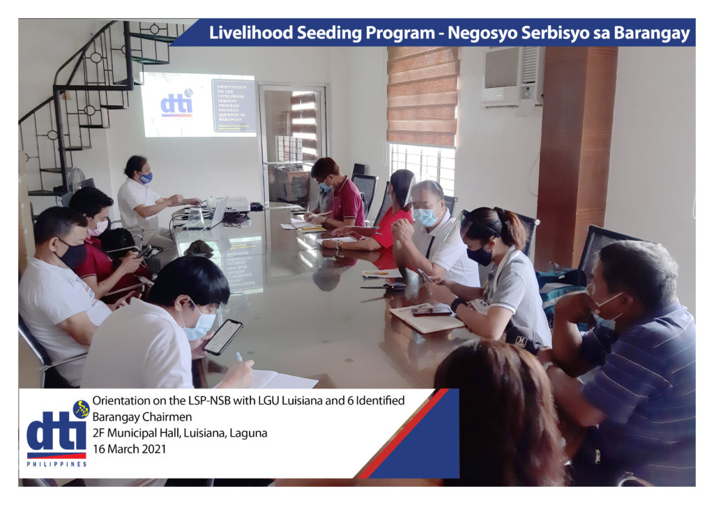 Attendees of the orientation on the LSP-NSB with LGU Luisiana and six identified Barangay chairmen