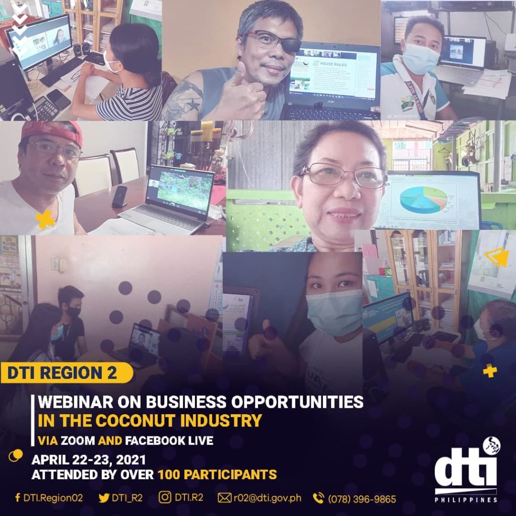 Participants from all over the region including participants from abroad during the webinar on Business Opportunities in the Coconut Industry