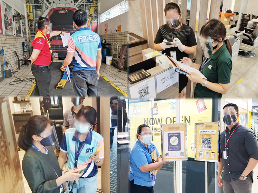 A collage of photos during the inspection for Safety Seal Certification.