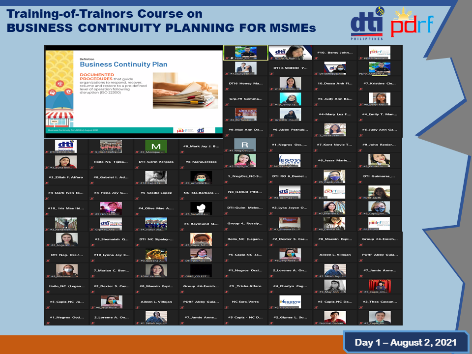 Training-for-Trainors Course on Business Continuity Planning (BCP) for micro, small and medium enterprises (MSME).