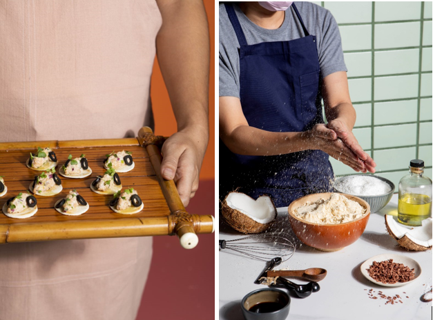 Photo contains food shots and baking equipment