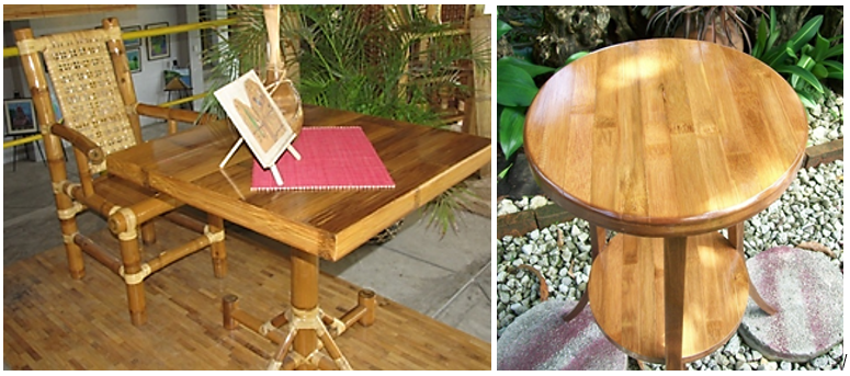 In photo: Furniture made of laminated bamboo strips