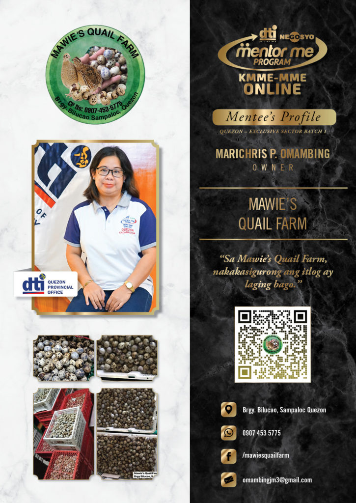 KMME-MME Mentee - Marichris P. Omambing from Mawie's Quail Farm