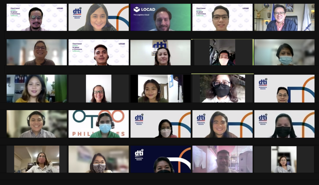 Virtual photo op taken during the “Be a Pinoy eCommerce Champ” Masterclass and Onboarding Session co-hosted by DTI MIMAROPA and LOCAD