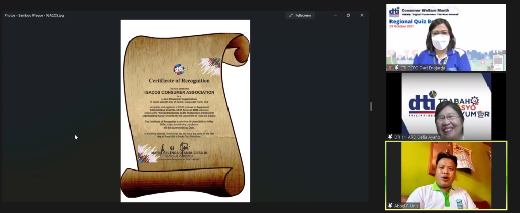 Regional quiz bee held by DTI-11