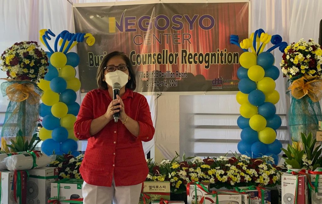 in photo: OIC Provincial Director of DTI Batangas, Ms. Leila M. Cabreros