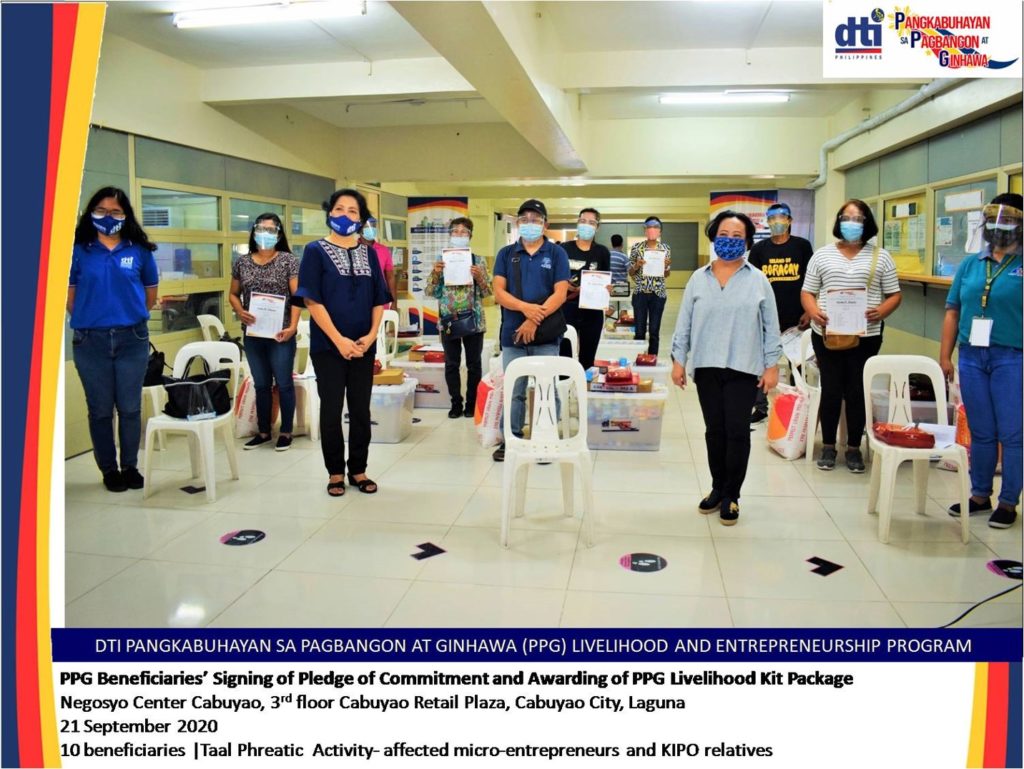 in photo: DTI Laguna, PPG Beneficiries with RD Marilou Toledo in signing of Pledge of Commitment and Awaring of PPG Livelihood kits