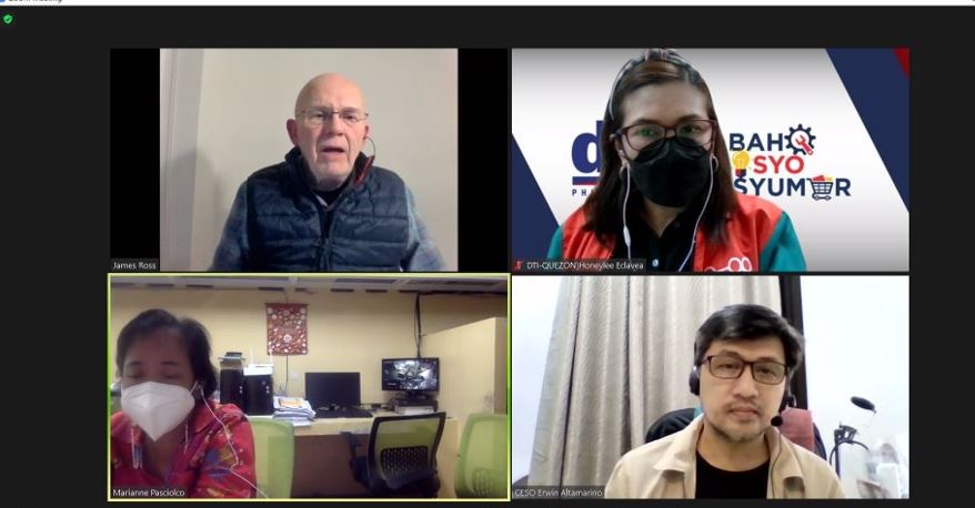 in photo: Canadian Volunteer Advisor Mr. James Ross, DTI Quezon Staff Ms. Honeylee Eclavea, Ms. Maureen Pasciolco, Owner of Pasciolco Agri Ventures in Tiaong, Quezon and Mr. Erwin Altamarino, CESO Project Officer