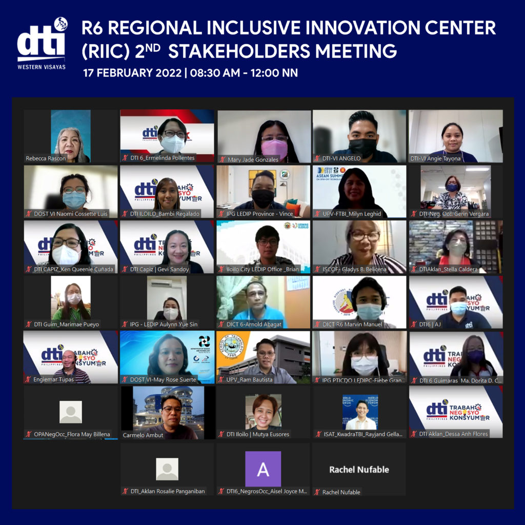 Regional Inclusive Innovation Center (RIIC) screenshot of participants of the stakeholders' meeting