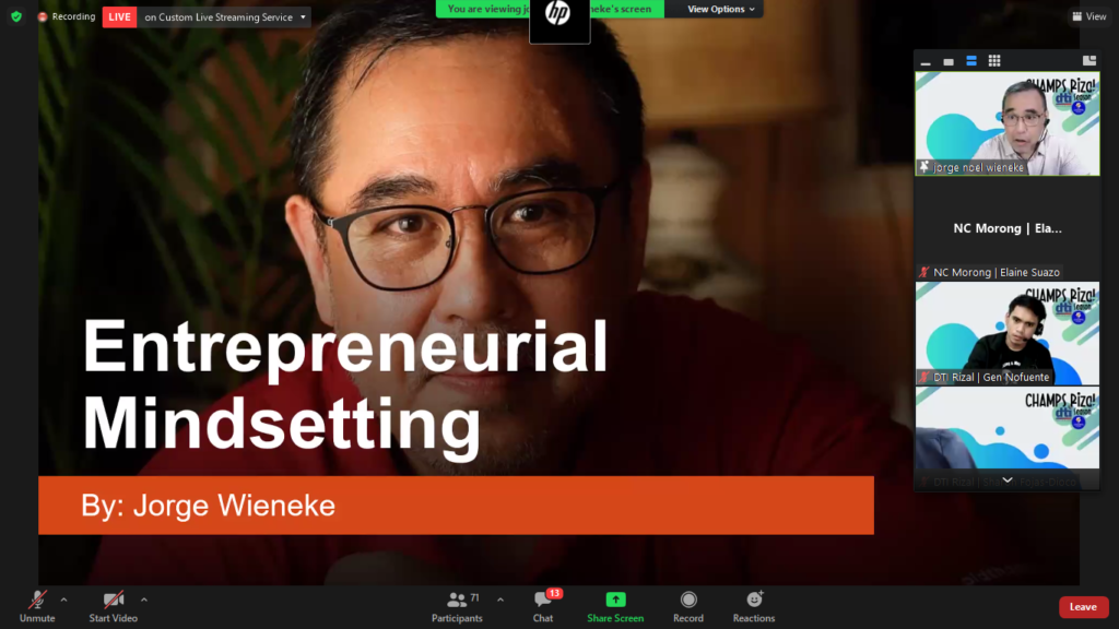 DTI Rizal launched CHAMPS season 3 module 1 featuring developing entrepreneurial mindset