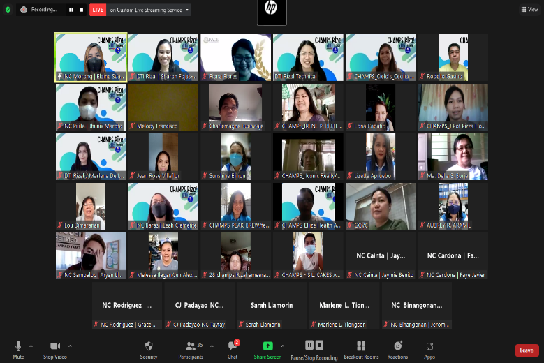 Screen capture of the attendees of pricing and costing webinar
