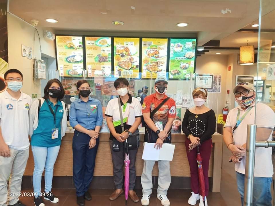 DTI Quezon thru Negosyo Center Infanta in a fast food conducting the safety seal inspection and certification