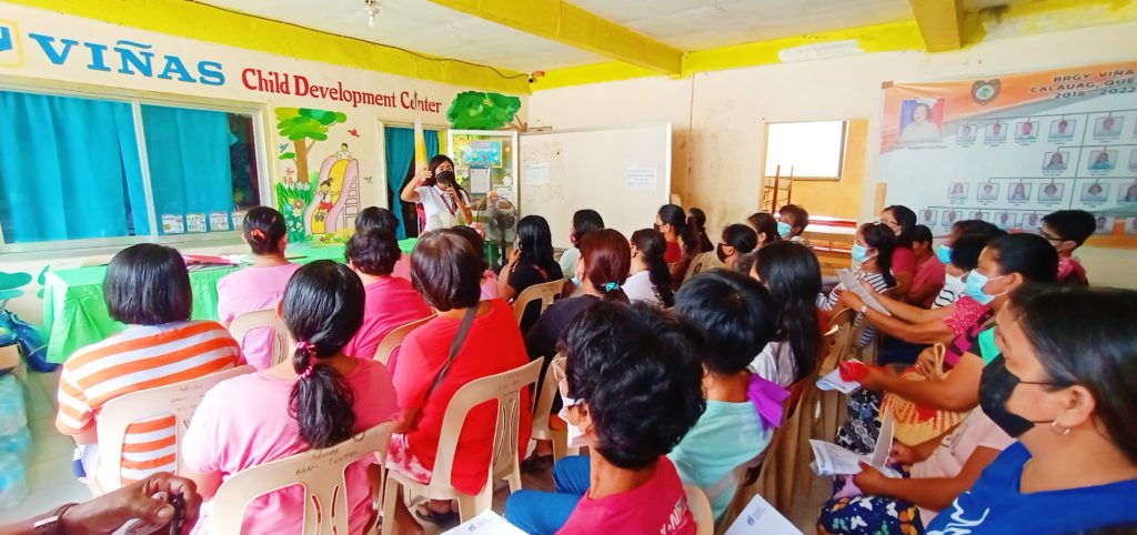 DTI Negosyo Center Calauag Business Counselor, Ma. Isabel C. Hirang, discussing the objectives of the LSP-NSB program, DTI and Negosyo Center Programs, and Services.