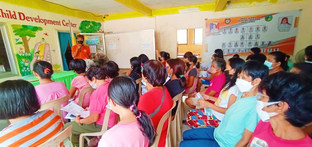 DTI Negosyo Center Calauag Business Counselor, Ma. Isabel C. Hirang, discussing the objectives of the LSP-NSB program, DTI and Negosyo Center Programs, and Services.