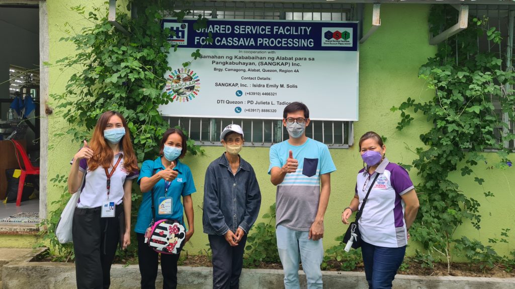 SSF Provincial Coordinator Ma. Graciela C. Ledesma, SSF Support Staff Dara Jannes C. Obmerga, and DTI Negosyo Center Alabat Business Counselor Victoria T. Gonzales, together with Samahan ng Kababaihan ng Alabat Para sa Pangkabuhayan (SANGKAP), Inc.