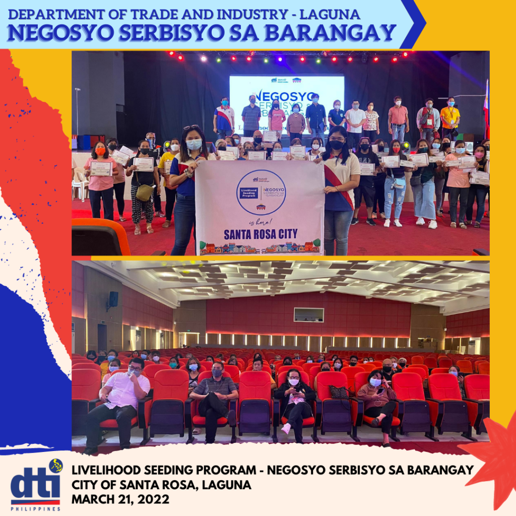 Group picture: DTI Laguna together with the LSP-NSB beneficiaries in Santa Rosa, Laguna