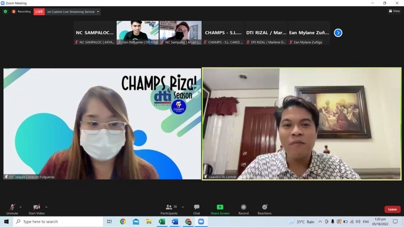 Screen capture: Negosyo Center Jalajala Business Counselor, Ms. Anavrin Fulgueras together with Guest Speaker, Mr. Leandro M. Lontok
