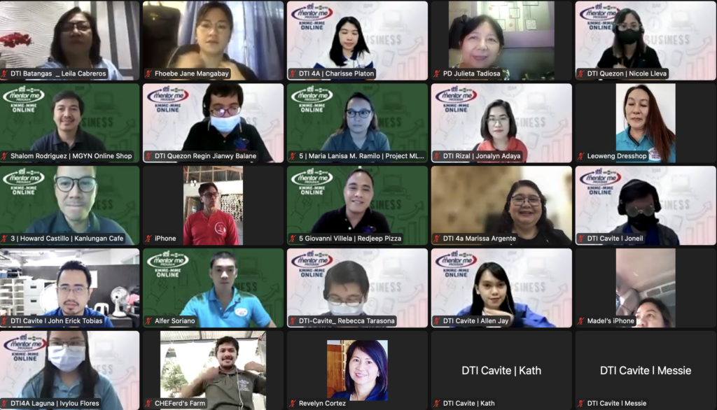 Screen capture of the MSMEs who graduated from DTI 4-A’s KMME-MME program