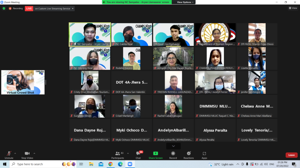 Screen capture of the attendees of Tourism Module: Tourism Guidelines during COVID-19