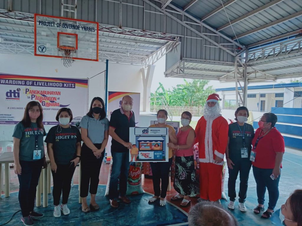 in photo: DTI Rizal together with LGU Cardona in awarding the livelihood kits to a Cardona MSME