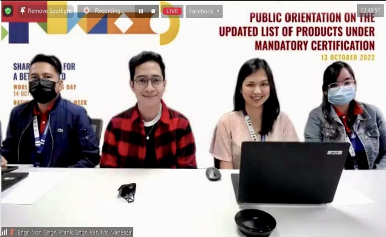 (L to R) Engr. Von Villaruel, Engr. Frankincense Macula, Engr. Katrina Salvador, and Ms. Jaclyn Vanessa Macapagal, RCh from the BPS Standards Conformity Division served as panelists during the orientation’s open forum