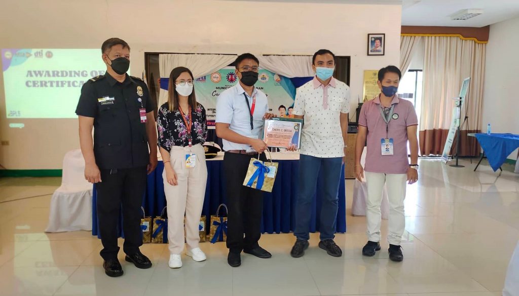 In photo: Joint Inspection Team composed of the Regulatory Offices (DTI Negosyo Center- Mauban, the Municipal Environment and Natural Resources Office (MENRO), the Municipal Health Office (MHO), the Engineering Office, and the Bureau of Fire Protection (BFP))