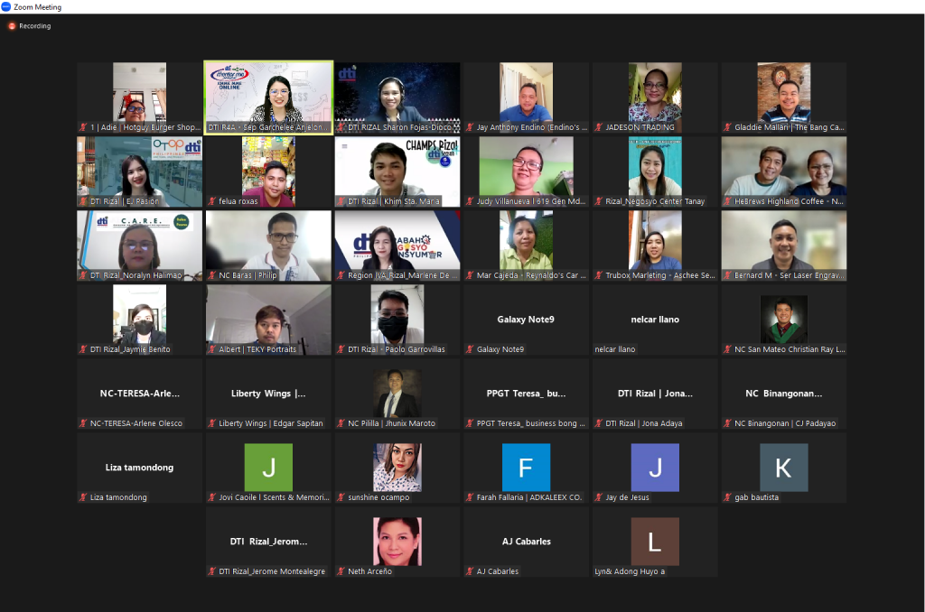 Screen capture of the attendees of MSME program roadshow
