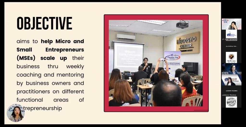 Screen capture of the objective of MSME program roadshow