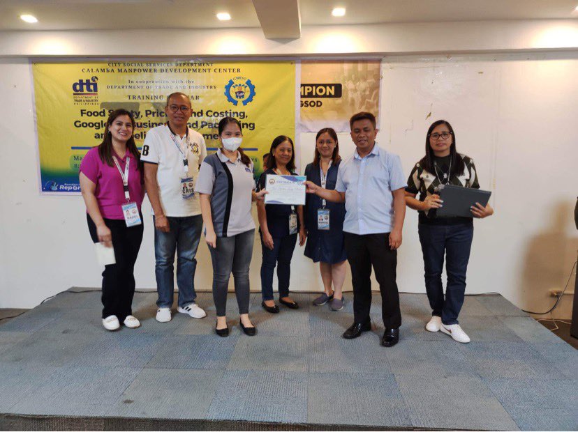 In photo: Department of Trade and Industry – Laguna Provincial Office (DTI-Laguna), through Negosyo Center Calauan with Calamba Manpower Development Center