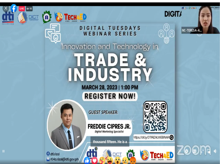 Screen capture from Facebook live of Digital Tuesdays webinar series