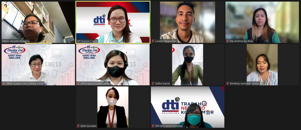 Screen capture of MSMEs togther with DTi Quezon KMME-MME focals.