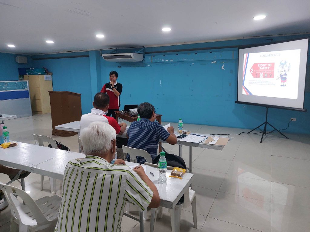 In photo: DTI Laguna Business Counsellor Carl Eric Villanueva discussing the topic about consumer education