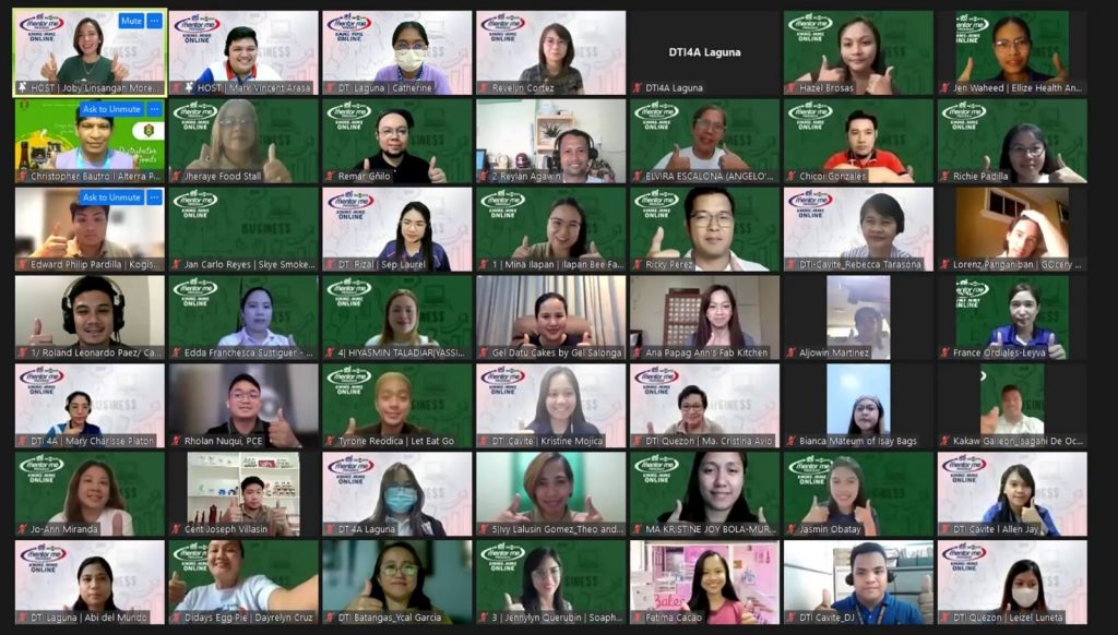 Screen capture of the CALABARZON MSMEs who graduated in the KMME-MME Program.