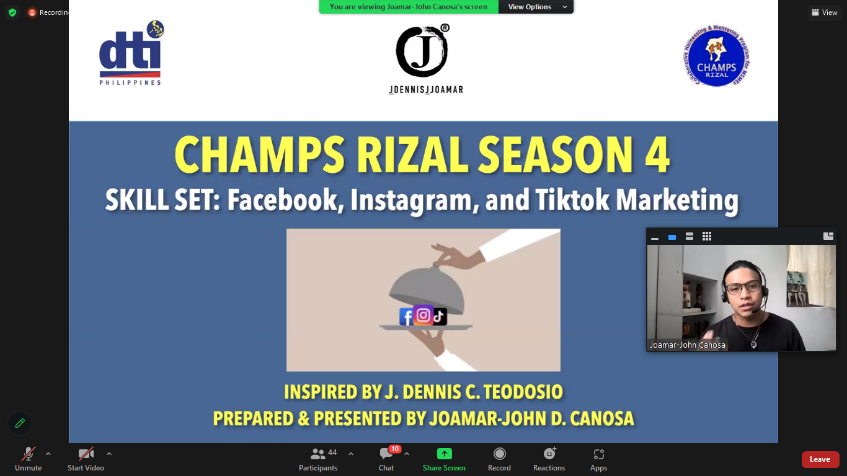 Screen capture of Champs Rizal Season 4, with its Resource Speaker.