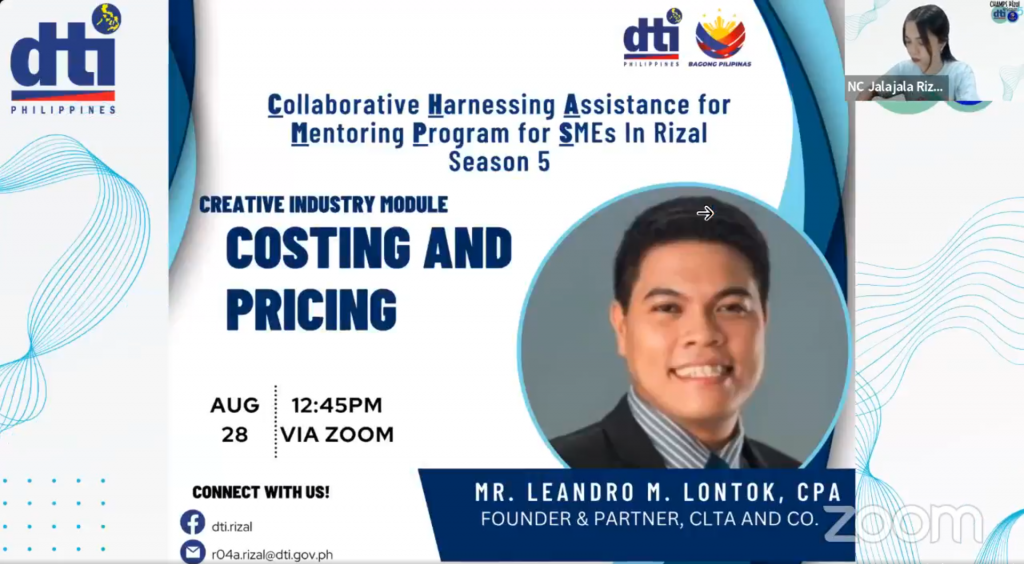 DTI Rizal Hosts Successful Webinar on Costing and Pricing for Non-Food