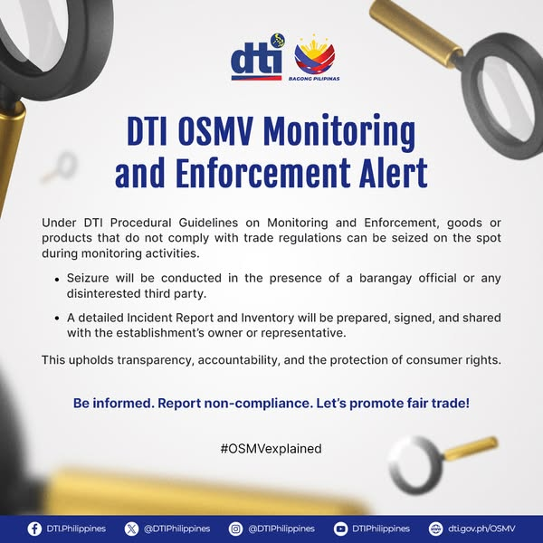 DTI OSMV monitoring and enforcement alert