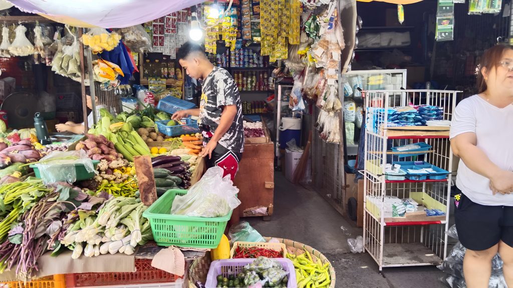 Wet market store with variety of products.