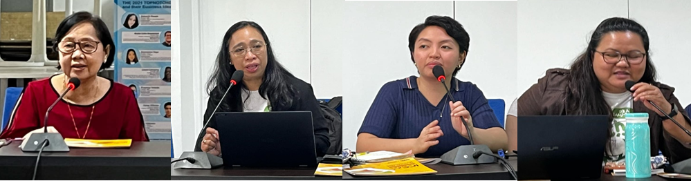 DTI VI Regional Director Rachel N. Nufable; CITEM’s Rowena Mendoza, Dept. Manager; Rianna Custodio, TIDS, TPS for Food; and Katrina Pineda, Division Chief, CBD, taking their turns to speak at the discussion for opportunities for local MSMEs at IFEX Philippines 2025