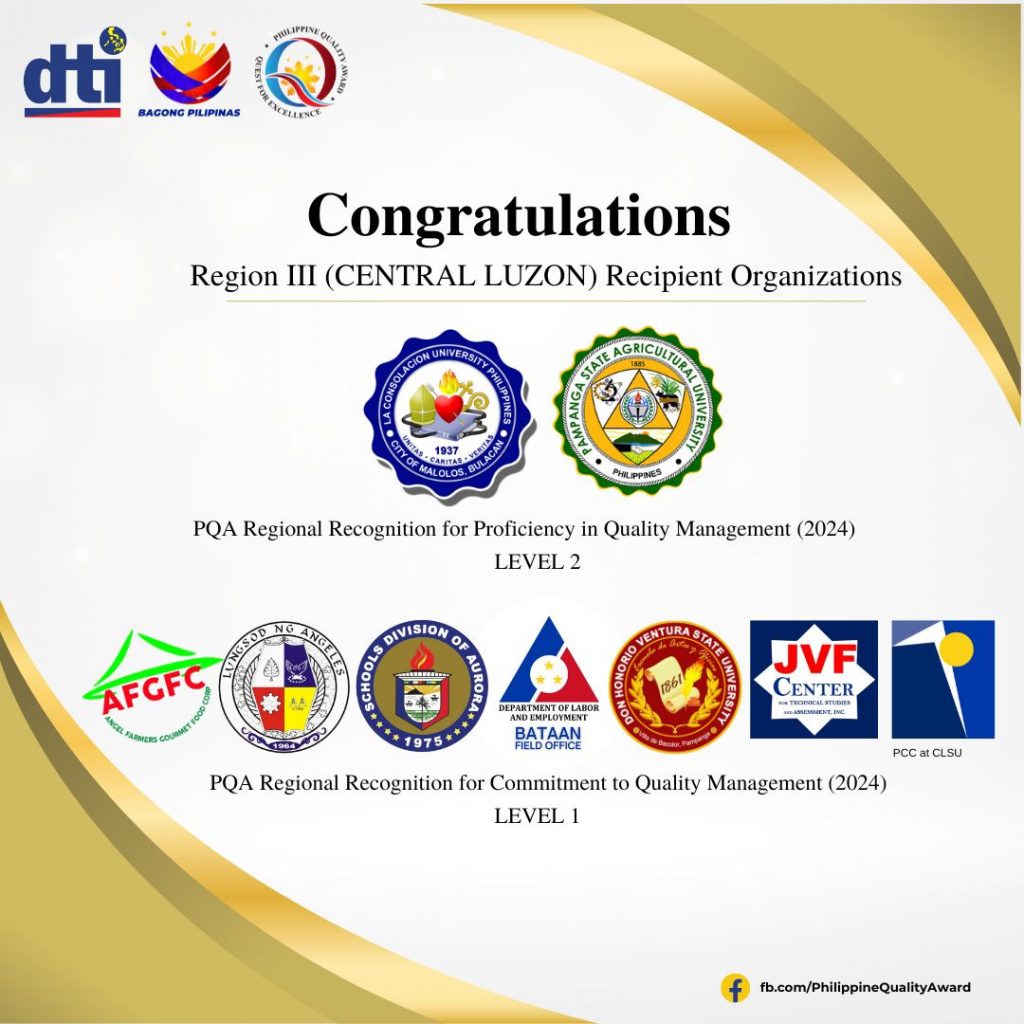 Congratulatory poster for REgion 3 from PQA