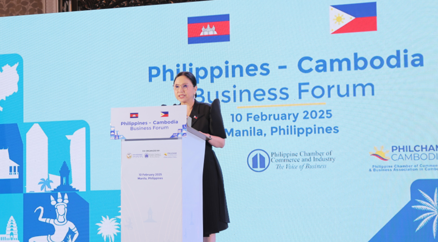 In photo: DTI Secretary Cristina A. Roque during her speech at the Philippines-Cambodia Business Forum