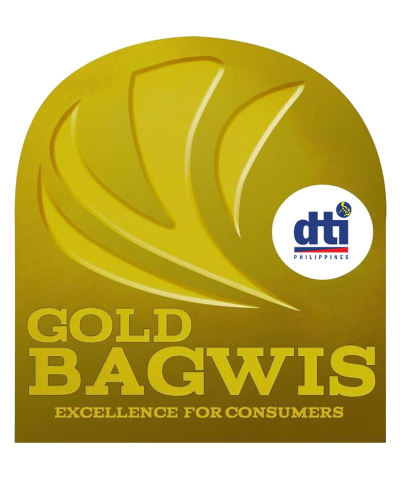 Gold bagwis logo on a white background