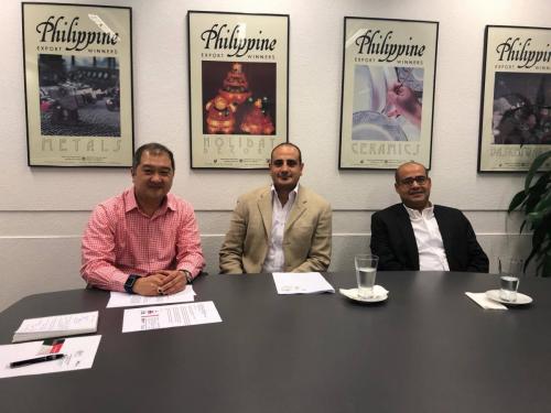 Consul Commercial Kenneth Yap (left) meeting with Mr. Mark Kamel (centre) and Mr. Yaser Tahaway (right) of Tassway Pty. Ltd. The group wishes to set up back office operations in the Philippines (accounting, customer support, billing etc..) to support their growing medical supplies distribution business in Australia.