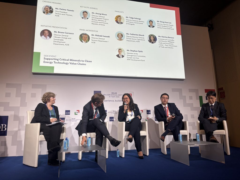 PTIC-Paris' Commercial Counsellor and Director Katrina Banzon (center) alongside industry experts during the panel discussion: Supporting Critical Minerals to Manufacturing Value Chains