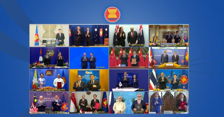 Department of Trade and Industry (DTI) Secretary Ramon M. Lopez joined the Trade Ministers from the Member States of the Association of Southeast Asian Nations (ASEAN)1 and its five trade partners—Australia, China, Japan, Korea, and New Zealand—in signing the Regional Comprehensive Economic Partnership (RCEP) Agreement. Department of Trade and Industry (DTI) Secretary Ramon M. Lopez joined the Trade Ministers from the Member States of the Association of Southeast Asian Nations (ASEAN)1 and its five trade partners—Australia, China, Japan, Korea, and New Zealand—in signing the Regional Comprehensive Economic Partnership (RCEP) Agreement.