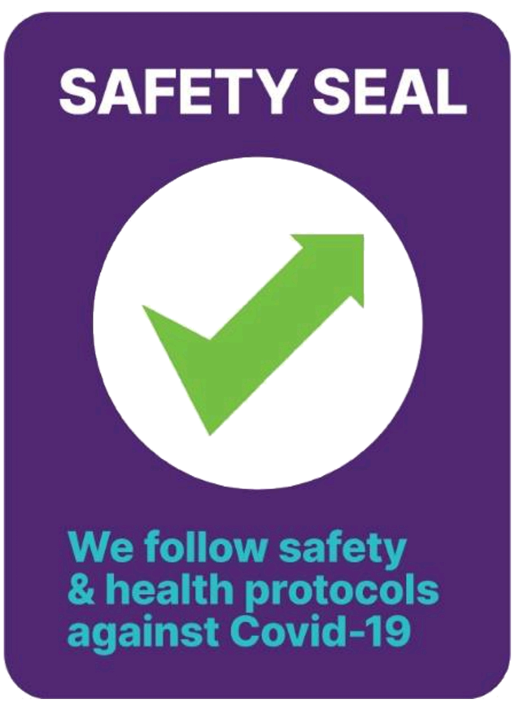 Safety seal: We follow safety and health protocols against COVID-19 Safety seal: We follow safety and health protocols against COVID-19