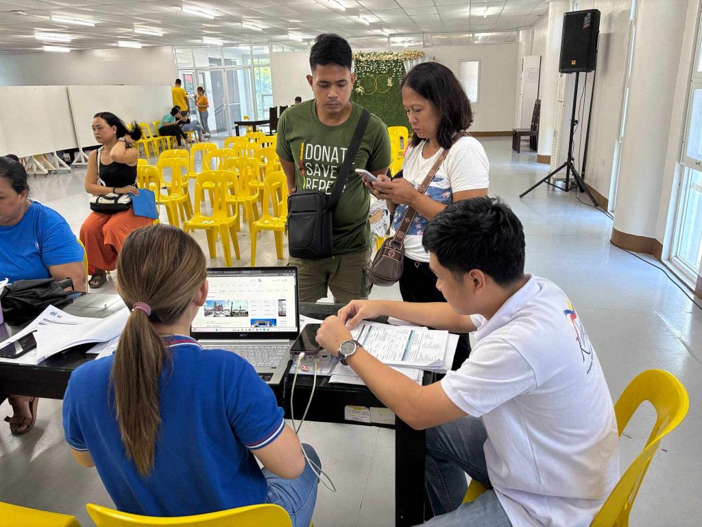 DTI-Laguna staff and micro-entrepreneurs participate in the Pangkabuhayan sa Pagbangon at Ginhawa (PPG) validation activity held on June 17, 2025, at the Santa Cruz Municipal Building to assess fire-affected MSMEs for livelihood support.